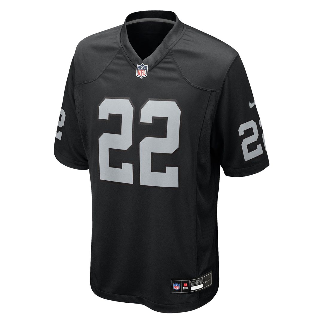 Las Vegas Raiders Eric Stokes Black Team Game Jersey product image 2, provided for visual reference and product detail review