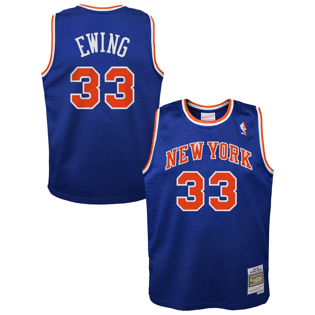 Toddler New York Knicks Patrick Ewing Blue 1991/92 Swingman Jersey product image 2, provided for visual reference and
