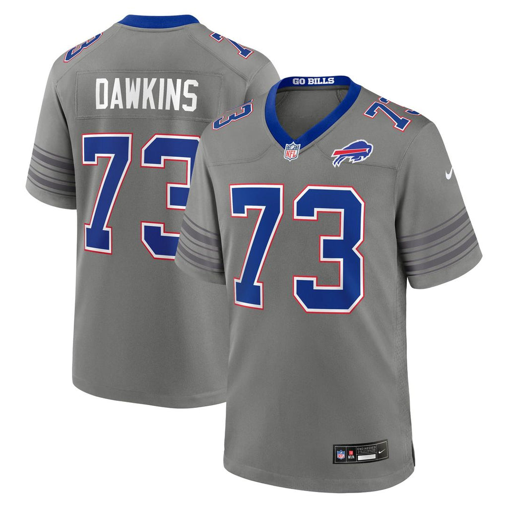 Buffalo Bills Dion Dawkins Gray Nickel City Game Jersey product image 4, provided for visual reference and product detail