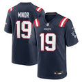 New England Patriots Kobee Minor Navy Team Game Jersey product image 1, provided for visual reference and product detail