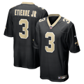 New Orleans Saints Travis Etienne Jr Black Game Jersey product image 1, provided for visual reference and product detail