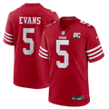 San Francisco 49ers Mike Evans Scarlet 80th Anniversary Game Jersey product image 1, provided for visual reference and