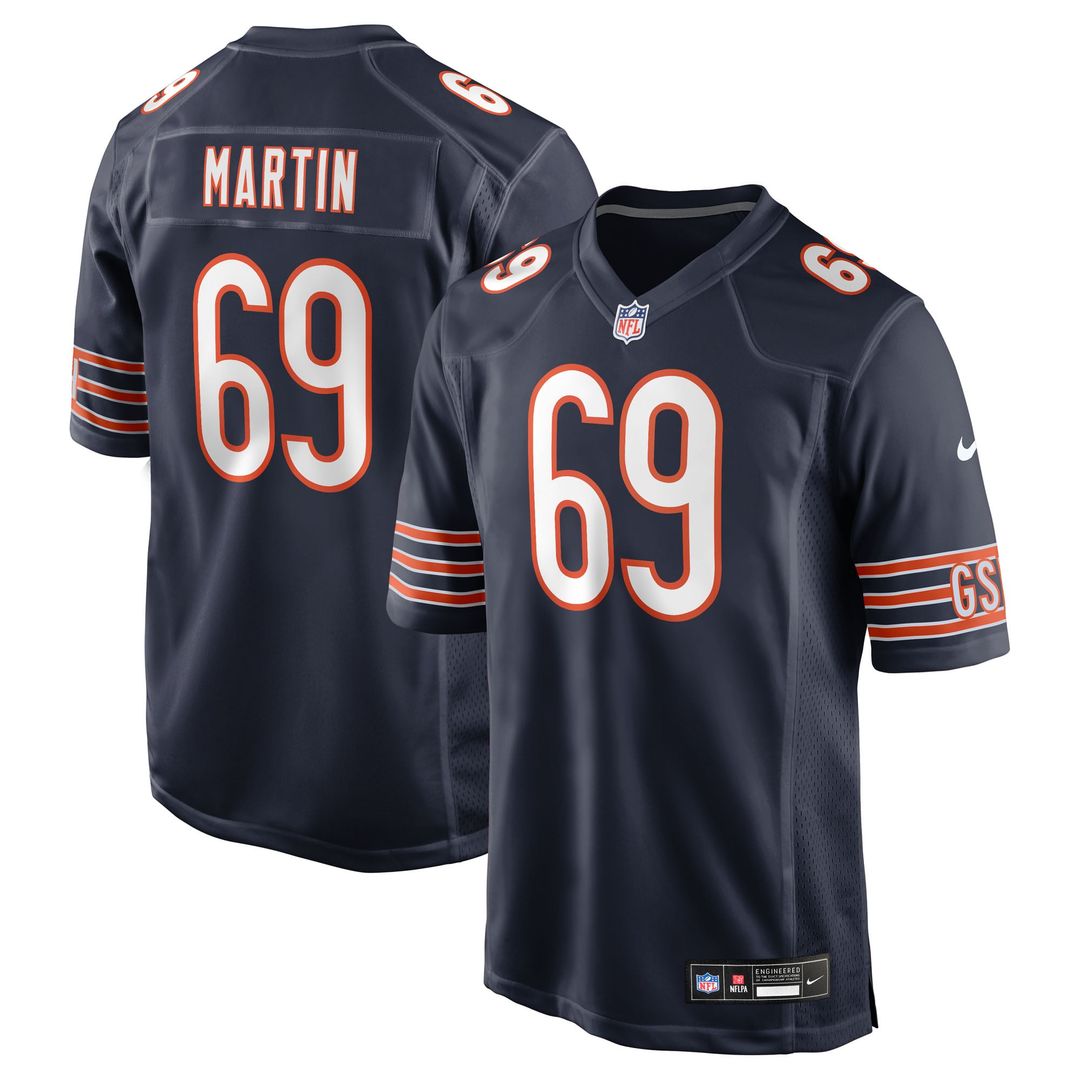 Chicago Bears Jeremiah Martin Navy Team Game Jersey product image 1, provided for visual reference and product detail review