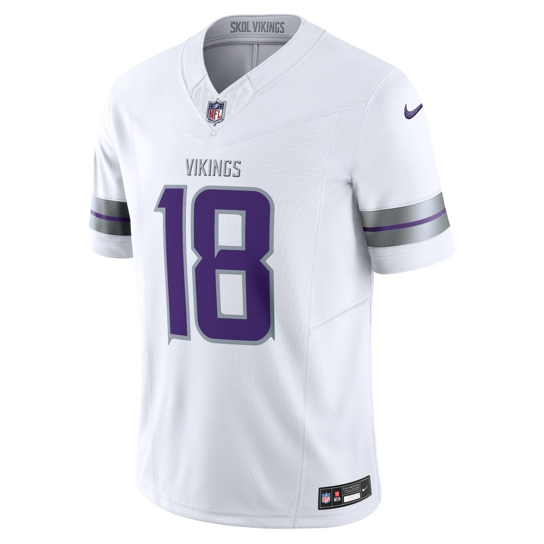 Minnesota Vikings Justin Jefferson White Alternate Vapor F.U.S.E. Limited Jersey product image 2, provided for visual
