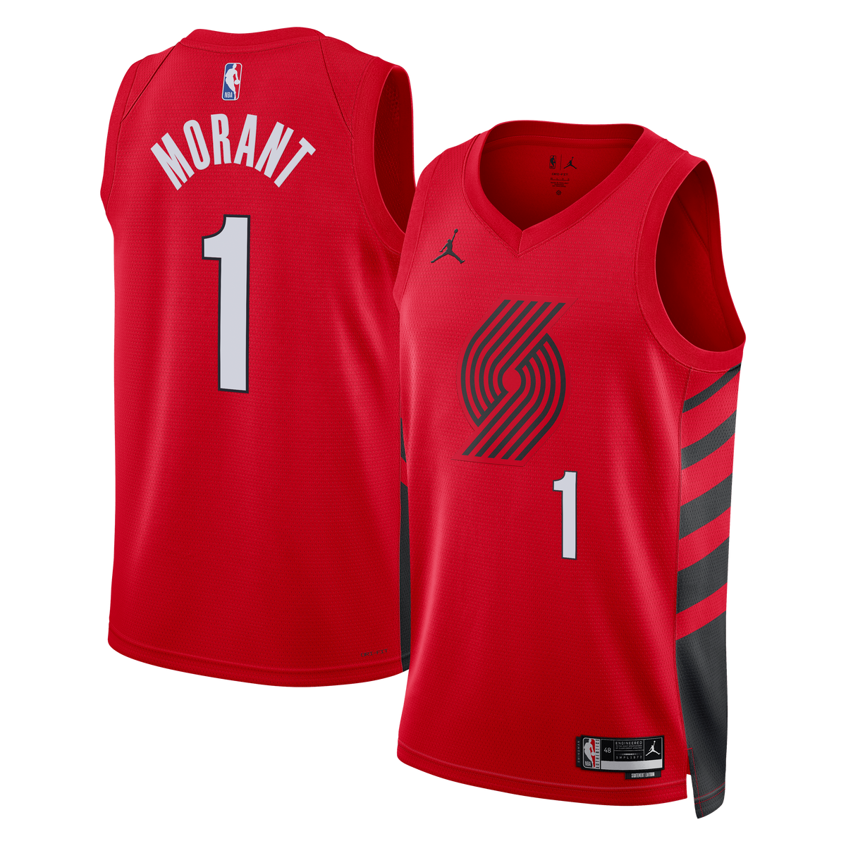 Portland Trail Blazers Brand Statement Edition Swingman Basketball Jersey - Red - Ja Morant - Unisex product image 1,