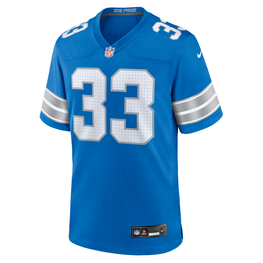 Detroit Lions Sione Vaki Blue Team Game Jersey product image 2, provided for visual reference and product detail review