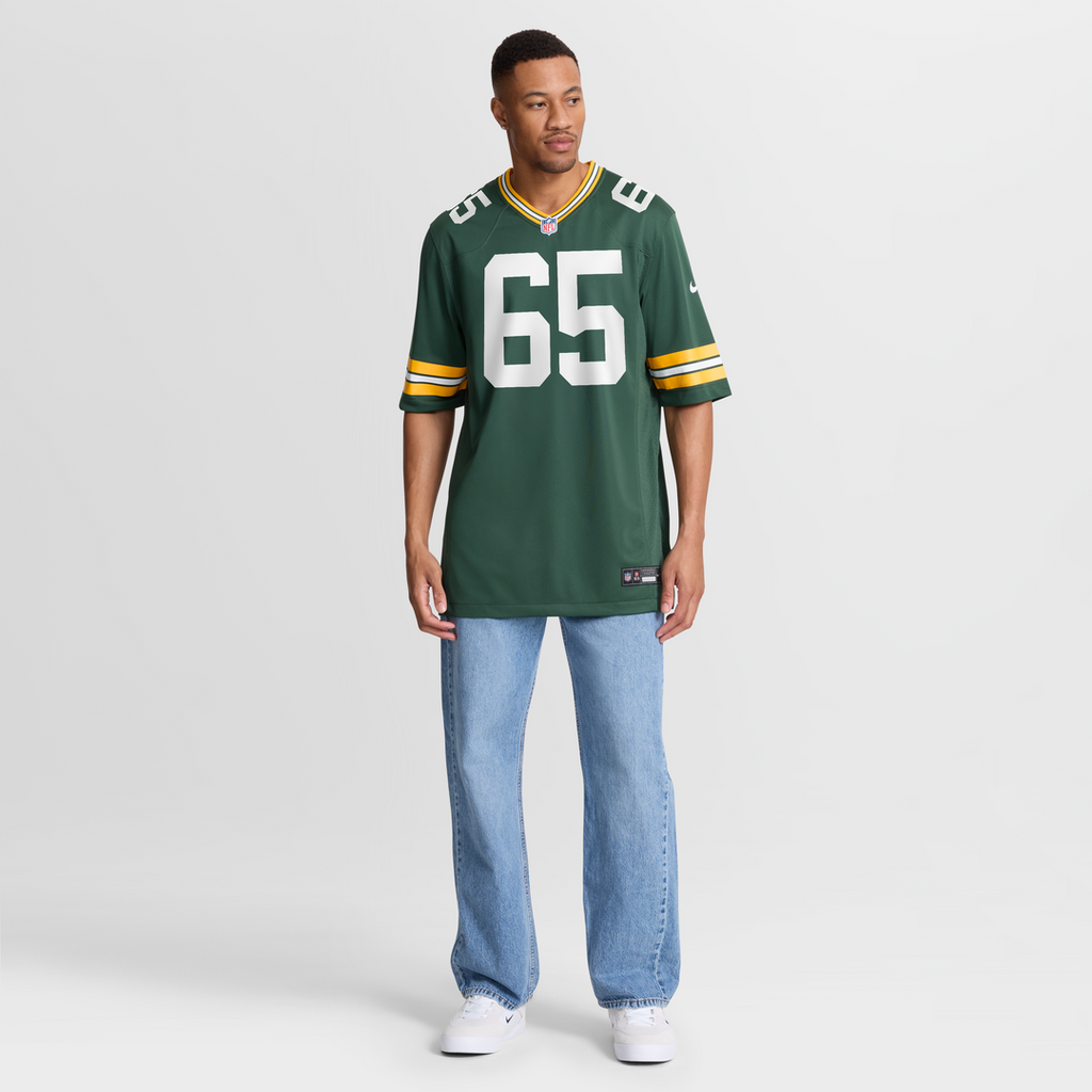 Green Bay Packers Aaron Banks Green Team Game Jersey product image 7, provided for visual reference and product detail review