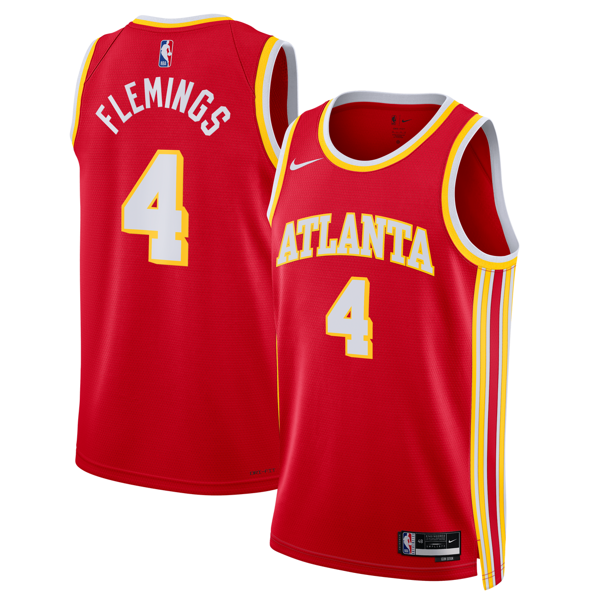 Atlanta Hawks Icon Swingman Basketball Jersey - Red - Kingston Flemings - Unisex product image 1, provided for visual