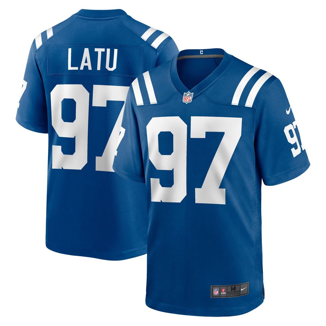 Indianapolis Colts Laiatu Latu Royal Player Game Jersey product image 1, provided for visual reference and product detail