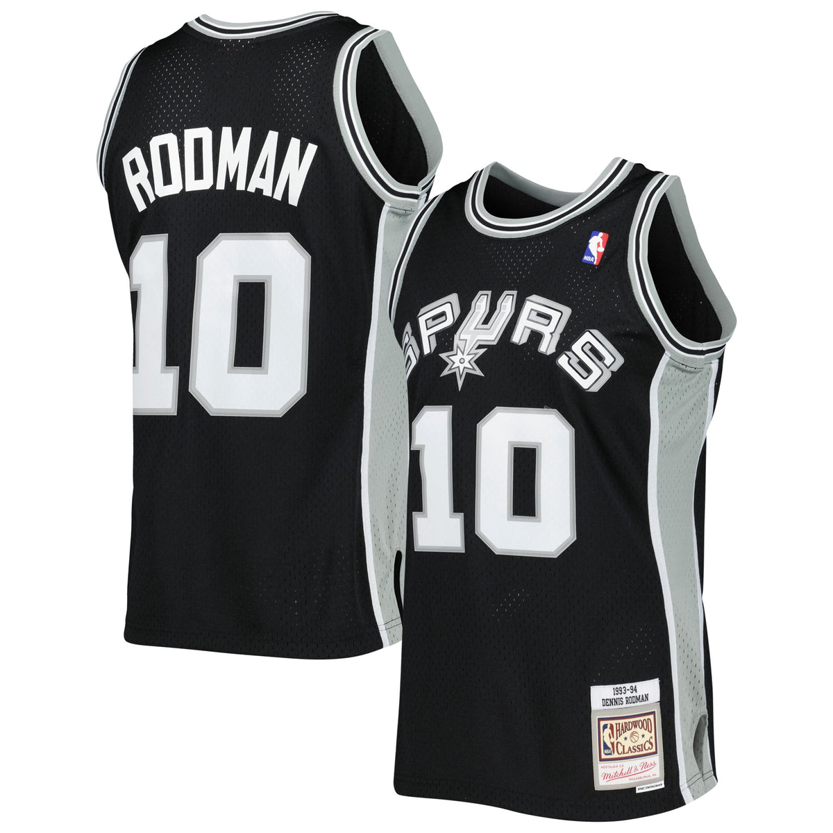 San Antonio Spurs Dennis Rodman Mitchell & Ness Black 1993/94 Hardwood Classics Swingman Jersey for Men product image 2,
