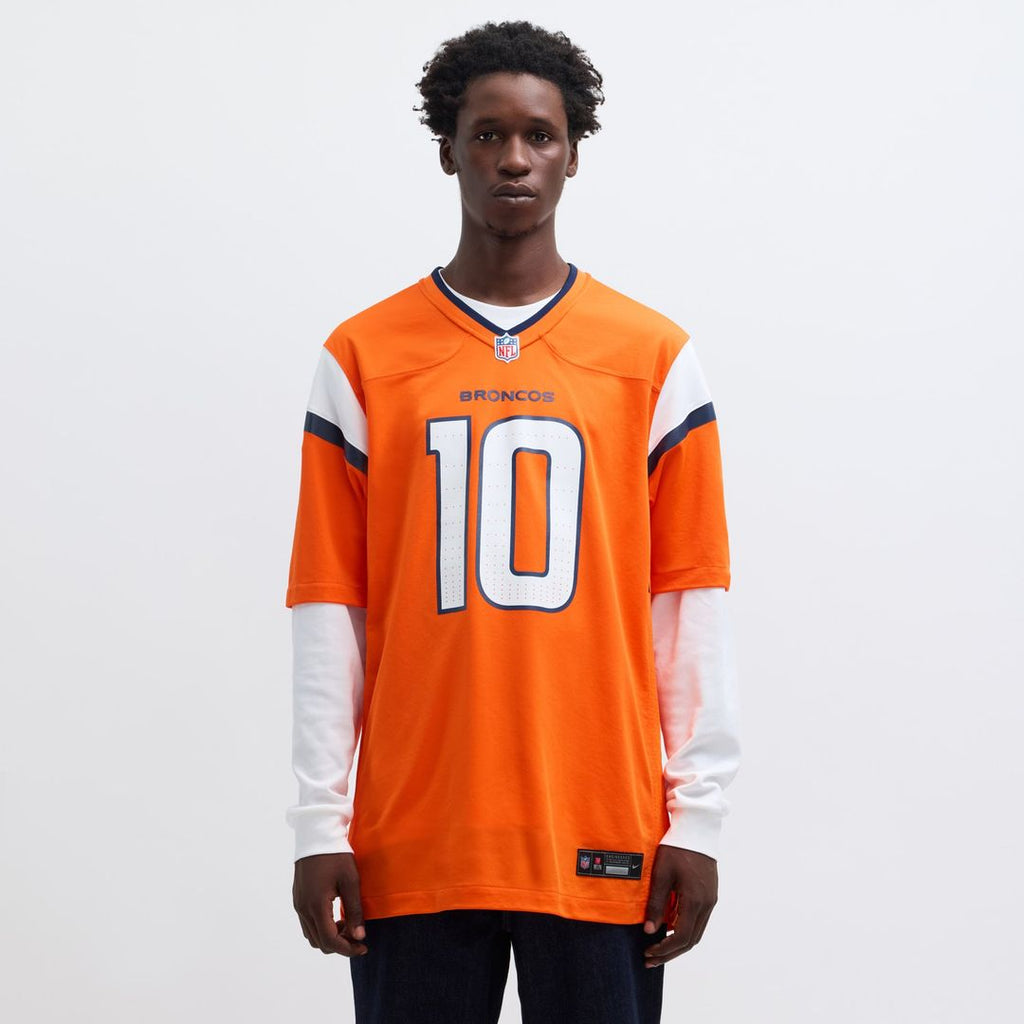 Denver Broncos Bo Nix Orange Player Game Jersey product image 4, provided for visual reference and product detail review