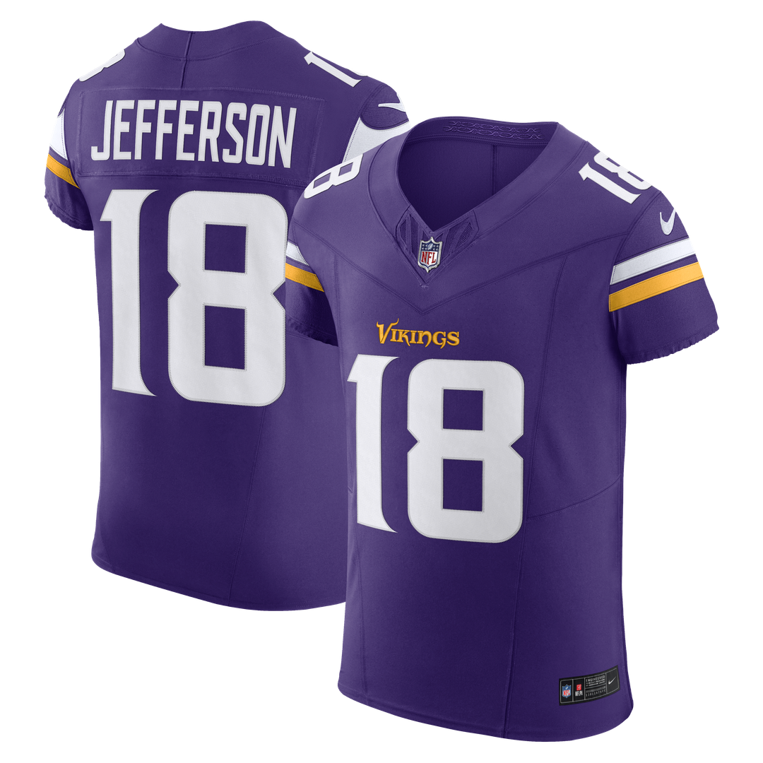 Minnesota Vikings Justin Jefferson Purple Team Vapor F.U.S.E. Elite Jersey product image 1, provided for visual reference