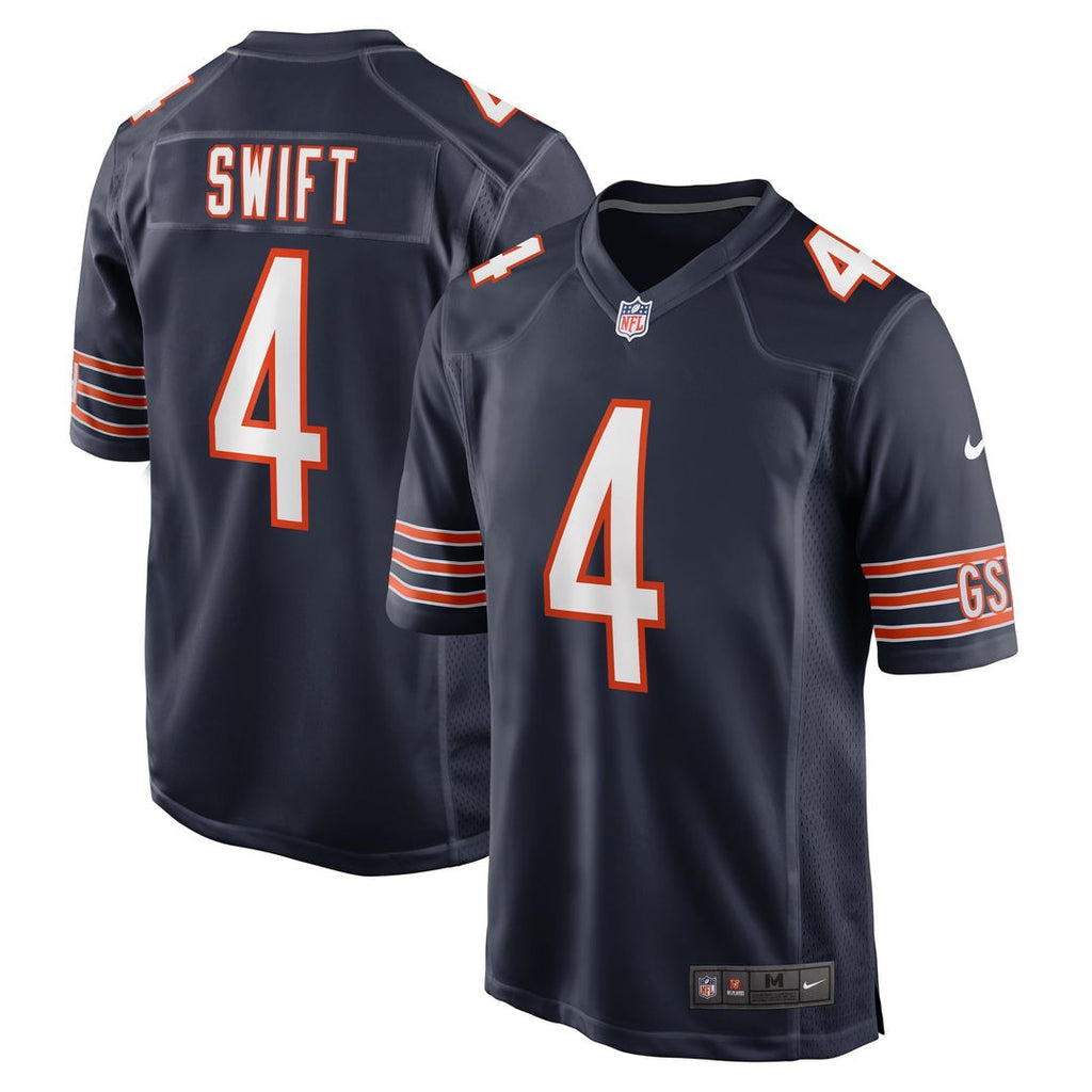 Chicago Bears D'Andre Swift Navy Game Jersey product image 1, provided for visual reference and product detail review