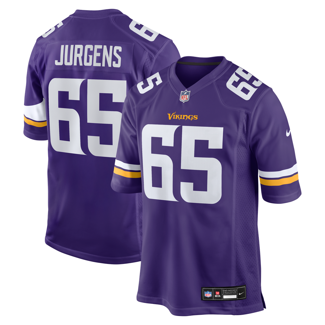 Minnesota Vikings Michael Jurgens Purple Game Jersey product image 1, provided for visual reference and product detail review
