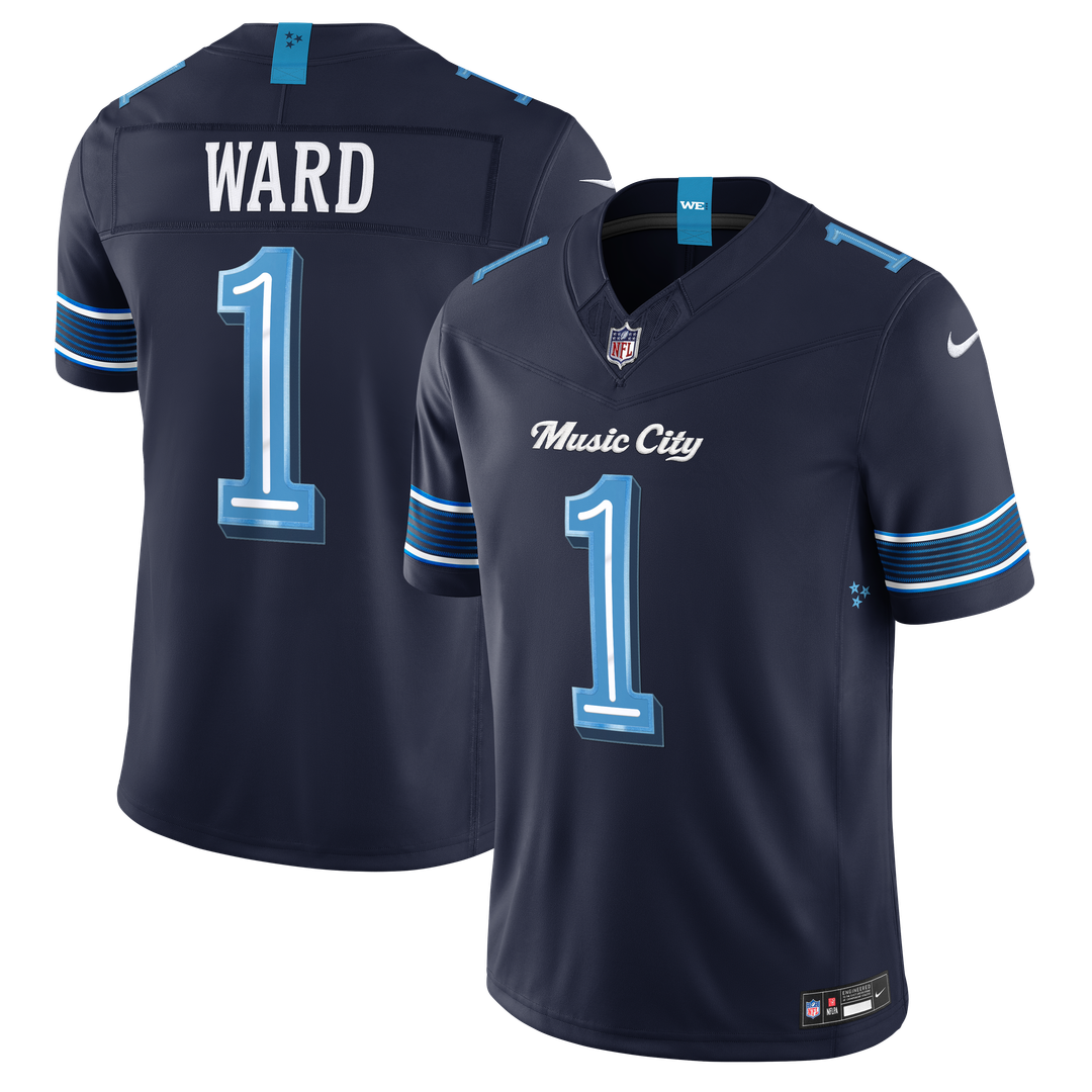 Tennessee Titans Cameron Ward Navy 2026 Rivalries Collection Stitched Limited Jersey product image 1, provided for visual
