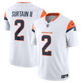 Denver Broncos Pat Surtain II White Vapor F.U.S.E. Stitched Limited Jersey product image 1, provided for visual reference