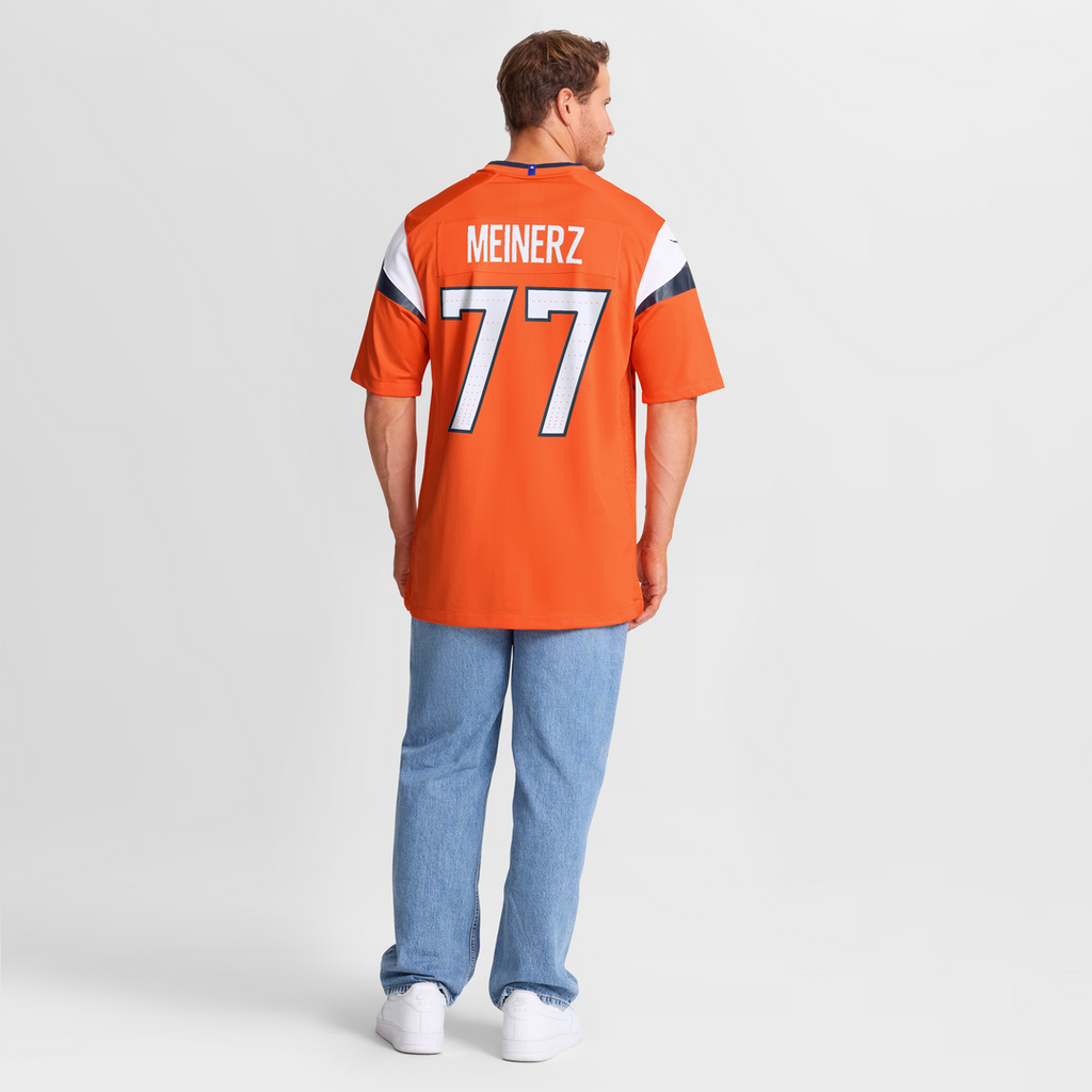 Denver Broncos Quinn Meinerz Orange Team Game Jersey product image 8, provided for visual reference and product detail review