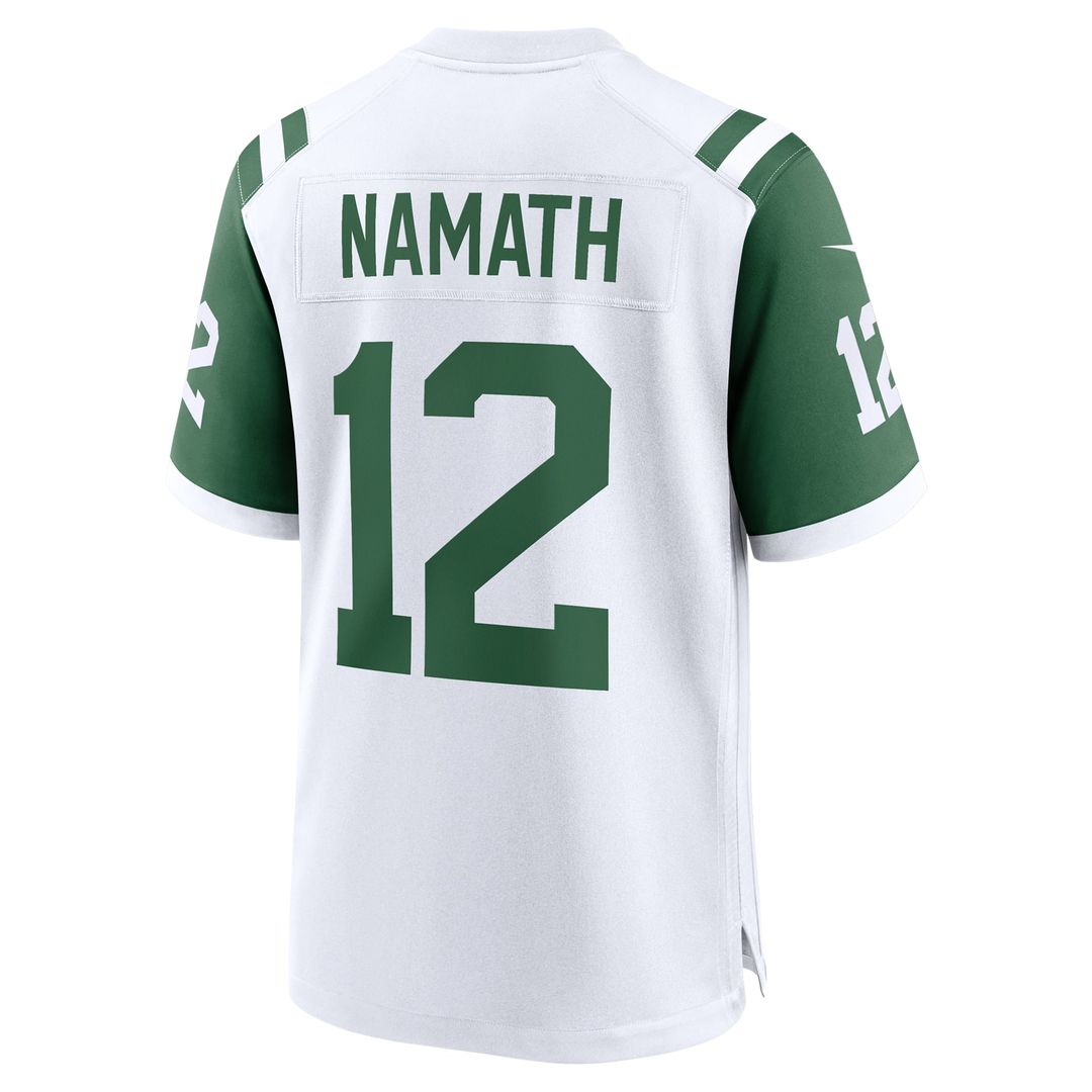 New York Jets Joe Namath White Classic Alternate Retired Player Game Jersey product image 3, provided for visual reference