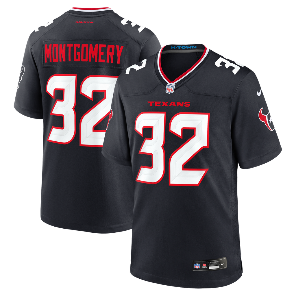 Houston Texans David Montgomery Navy Game Jersey product image 1, provided for visual reference and product detail review