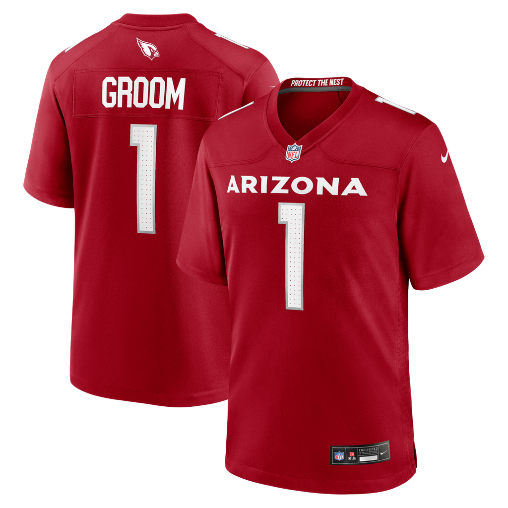 Arizona Cardinals Number 1 Groom Cardinal Game Jersey product image 1, provided for visual reference and product detail