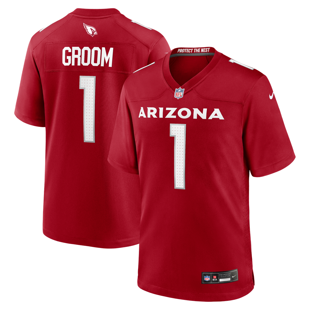 Arizona Cardinals Number 1 Groom Cardinal Game Jersey product image 1, provided for visual reference and product detail