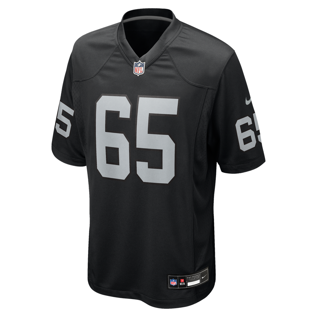 Las Vegas Raiders Alex Cappa Black Team Game Jersey product image 2, provided for visual reference and product detail review