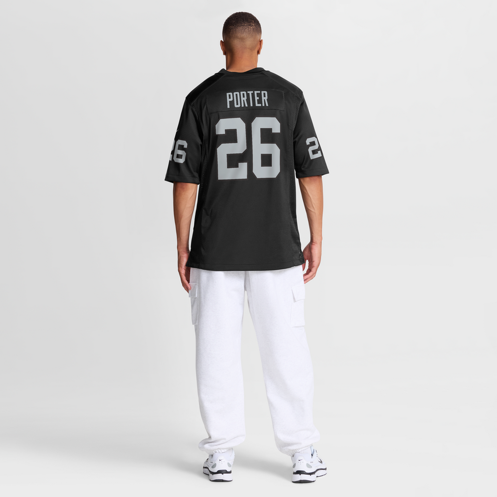 Las Vegas Raiders Darien Porter Black Team Game Jersey product image 5, provided for visual reference and product detail