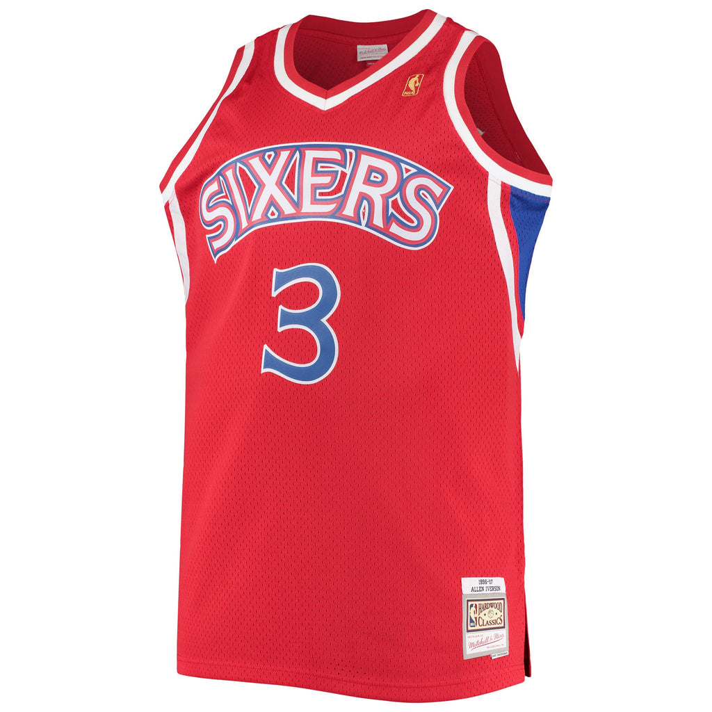 Philadelphia 76ers Allen Iverson Mitchell & Ness Red 1996/97 Big & Tall Hardwood Classics Swingman Jersey for Men product