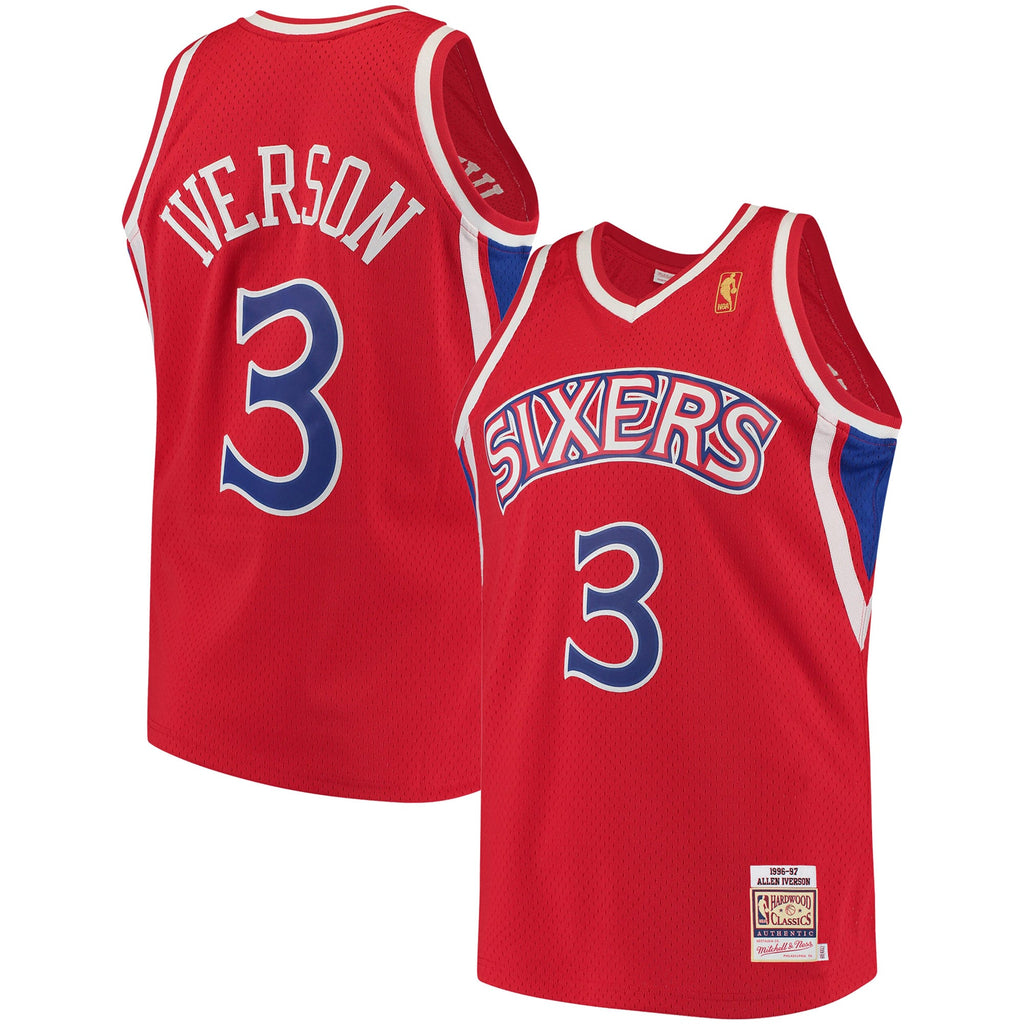 Philadelphia 76ers Allen Iverson Mitchell & Ness Red 1996/97 Hardwood Classics Authentic Jersey for Men product image 2,