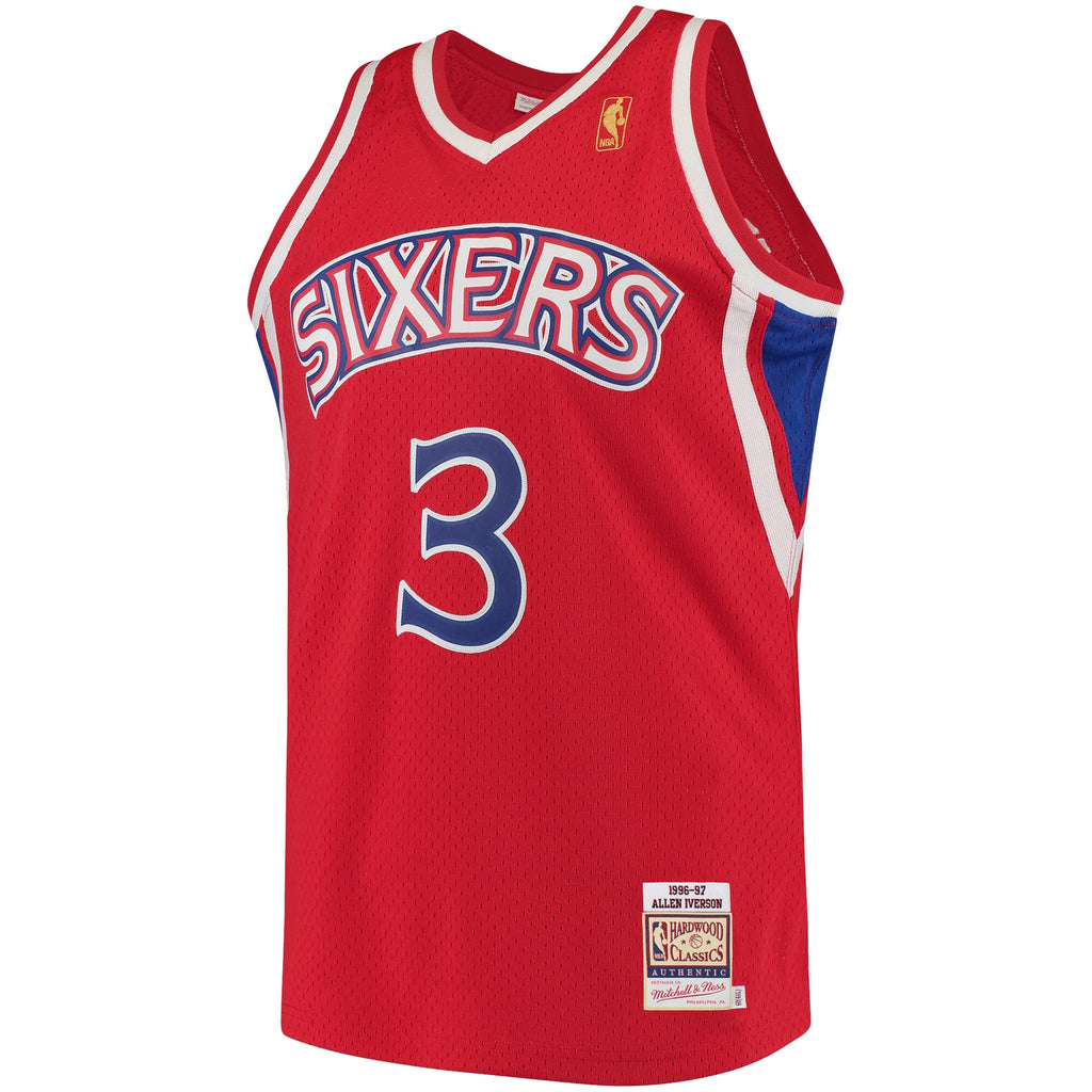 Philadelphia 76ers Allen Iverson Mitchell & Ness Red 1996/97 Hardwood Classics Authentic Jersey for Men product image 3,