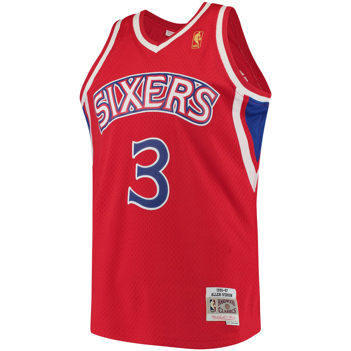 Philadelphia 76ers Allen Iverson Mitchell & Ness Red 1996/97 Hardwood Classics Swingman Jersey for Men product image 3,