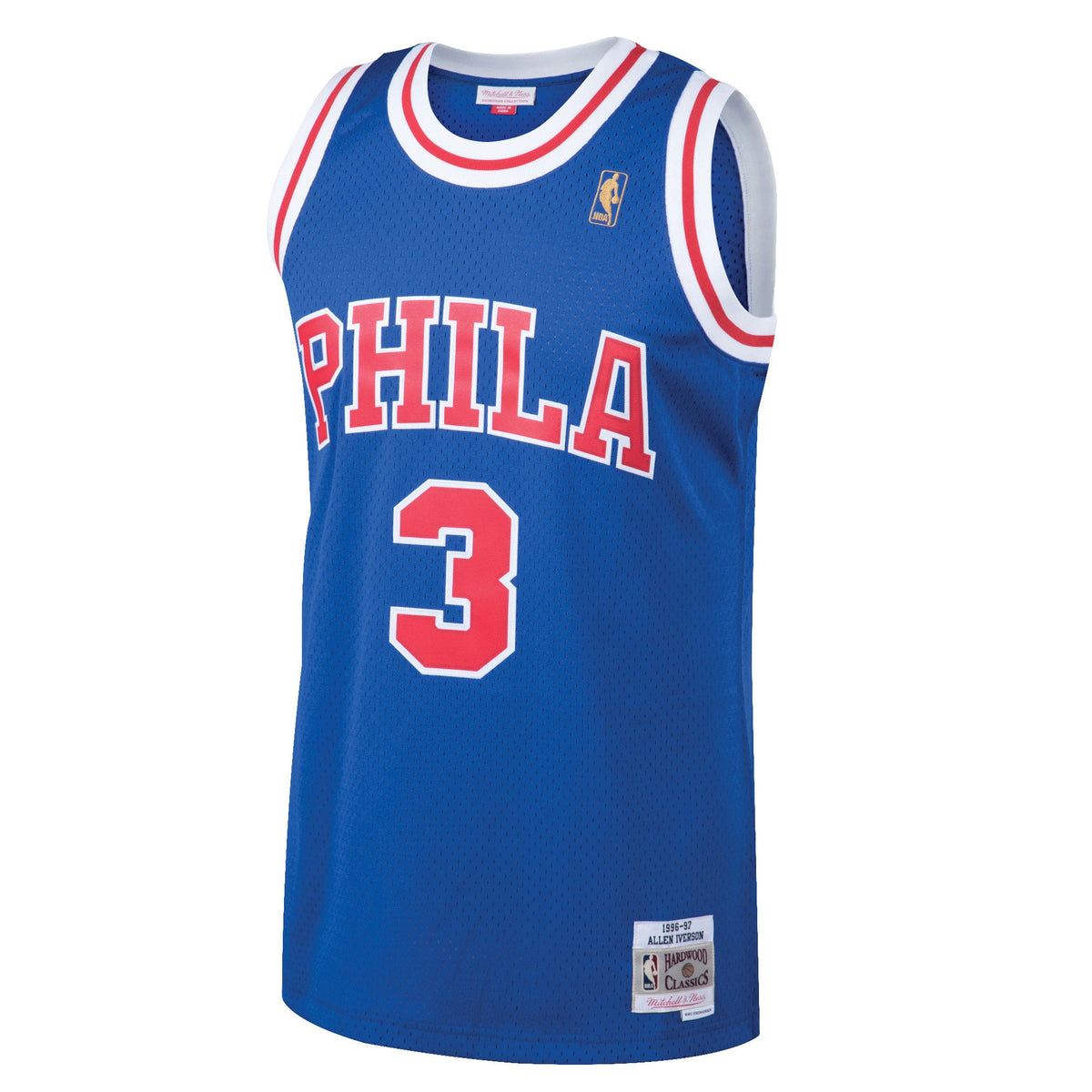 Philadelphia 76ers Allen Iverson Mitchell & Ness Royal 1996/97 Hardwood Classics Swingman Jersey for Men product image 3,