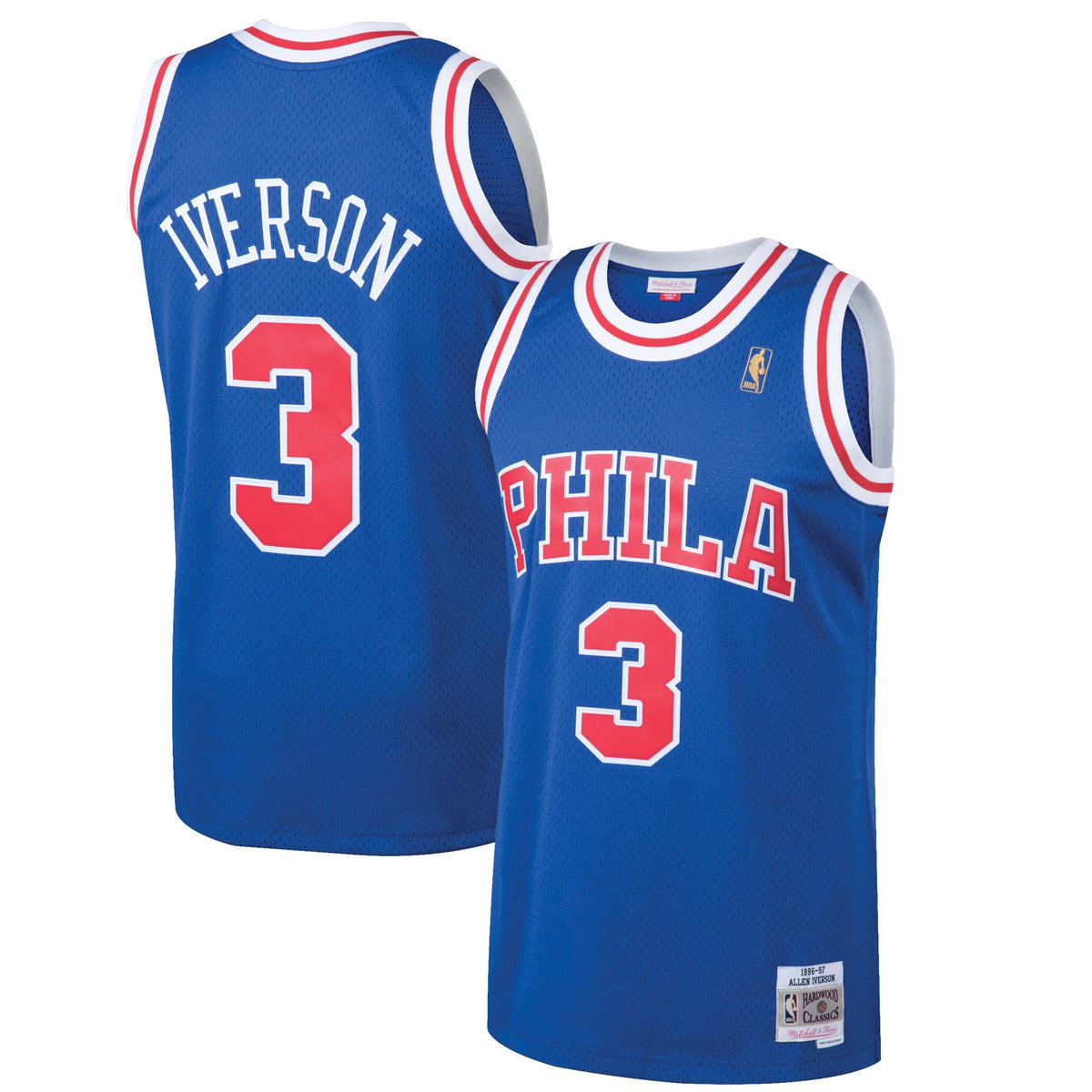 Philadelphia 76ers Allen Iverson Mitchell & Ness Royal 1996/97 Hardwood Classics Swingman Jersey for Men product image 1,