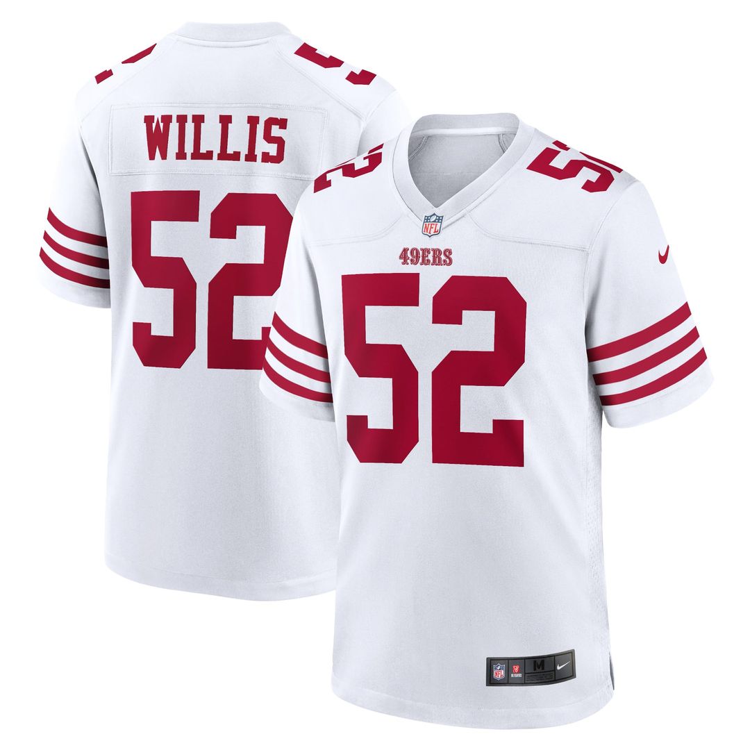 San Francisco 49ers Patrick Willis White Retired Player Game Jersey product image 1, provided for visual reference and
