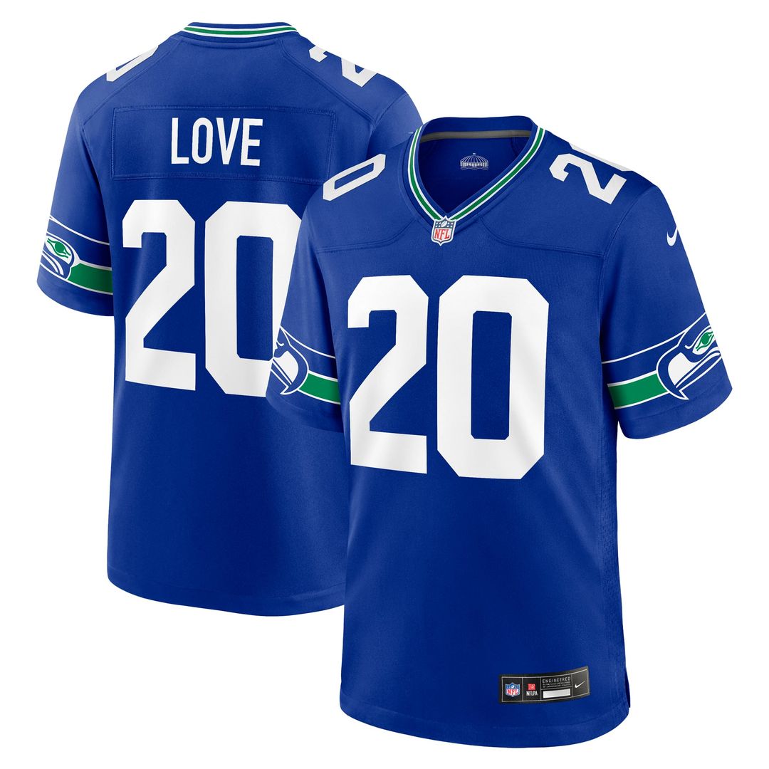 Seattle Seahawks Julian Love Royal Alternate Game Jersey product image 1, provided for visual reference and product detail