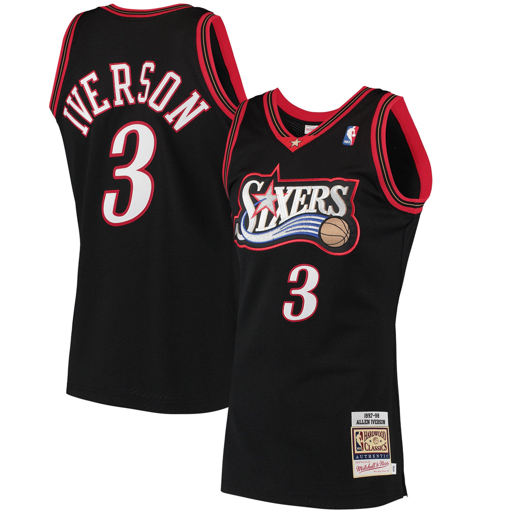 Philadelphia 76ers Allen Iverson Mitchell & Ness Black 1997/98 Hardwood Classics Authentic Jersey for Men product image 2,