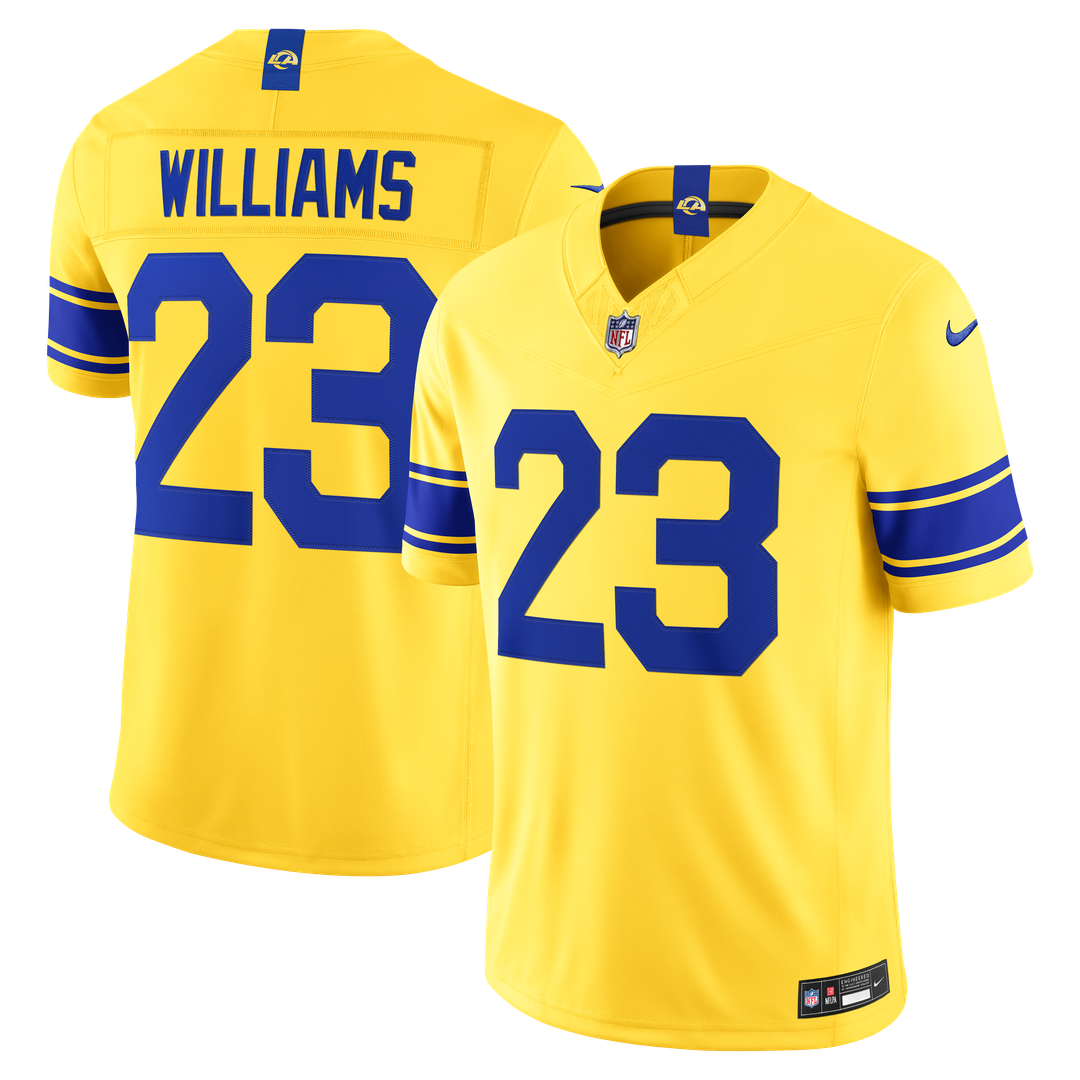 Los Angeles Rams Kyren Williams White Vapor F.U.S.E. Stitched Limited Jersey product image 33, provided for visual reference