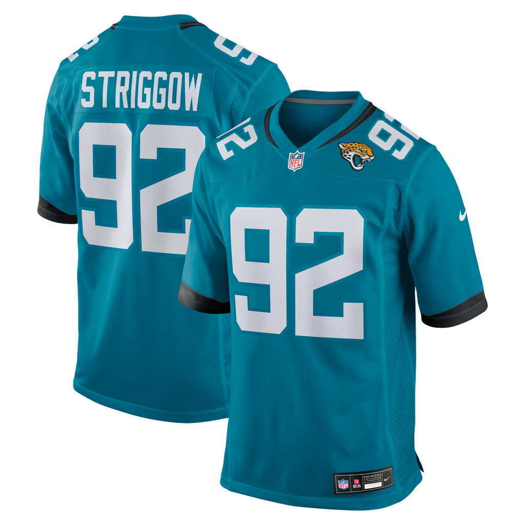 Jacksonville Jaguars Danny Striggow Teal Team Game Jersey product image 1, provided for visual reference and product detail
