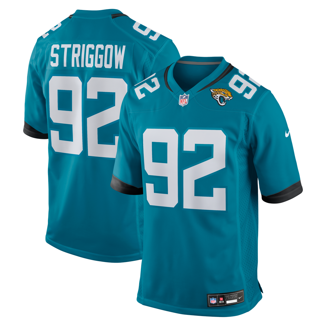 Jacksonville Jaguars Danny Striggow Teal Team Game Jersey product image 1, provided for visual reference and product detail