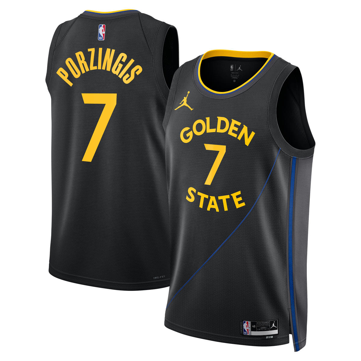 Kristaps Porziņģis Golden State Warriors 2024/25 Statement Edition Swingman Jersey - Black - Unisex product image 2,