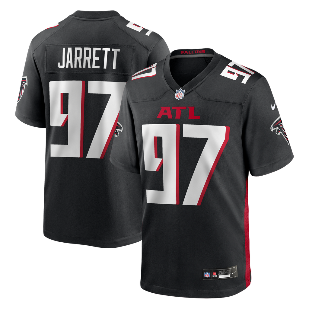 Atlanta Falcons Grady Jarrett Black Game Player Jersey product image 1, provided for visual reference and product detail