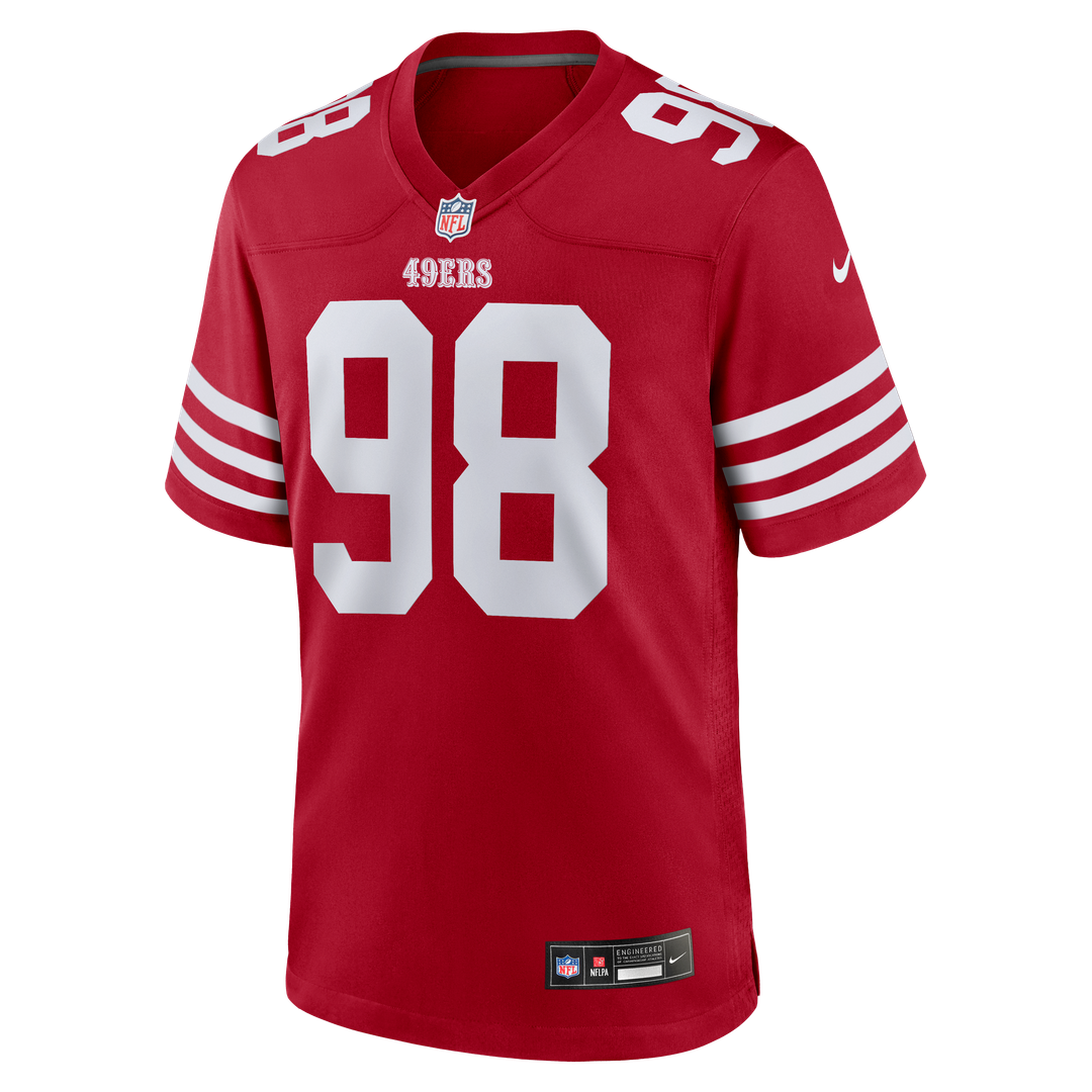 San Francisco 49ers Mykel Williams Scarlet Game Player Jersey product image 2, provided for visual reference and product