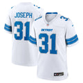 Detroit Lions Kerby Joseph White Game Jersey product image 1, provided for visual reference and product detail review