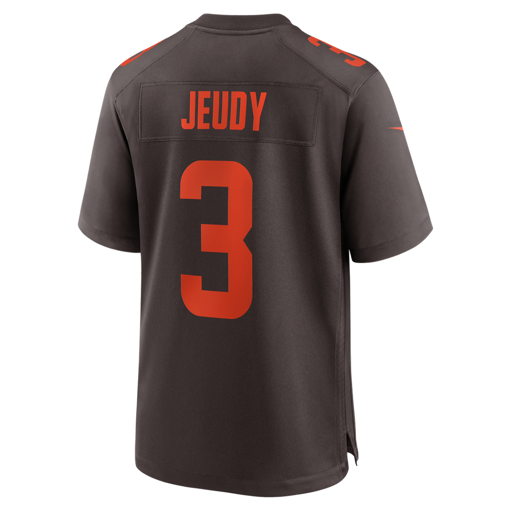 Cleveland Browns Jerry Jeudy Brown Alpha Dawg Game Jersey product image 3, provided for visual reference and product detail