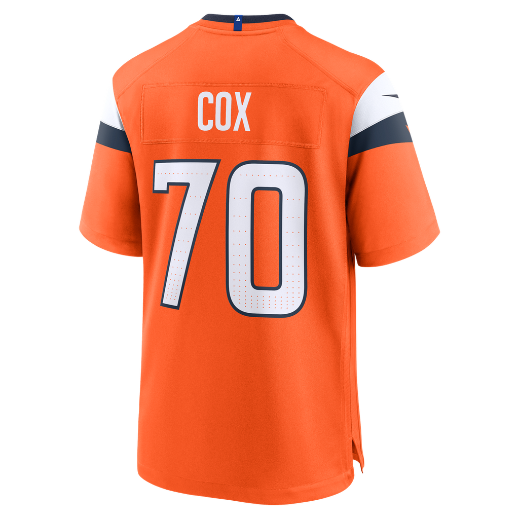 Denver Broncos Marques Cox Orange Team Game Jersey product image 3, provided for visual reference and product detail review