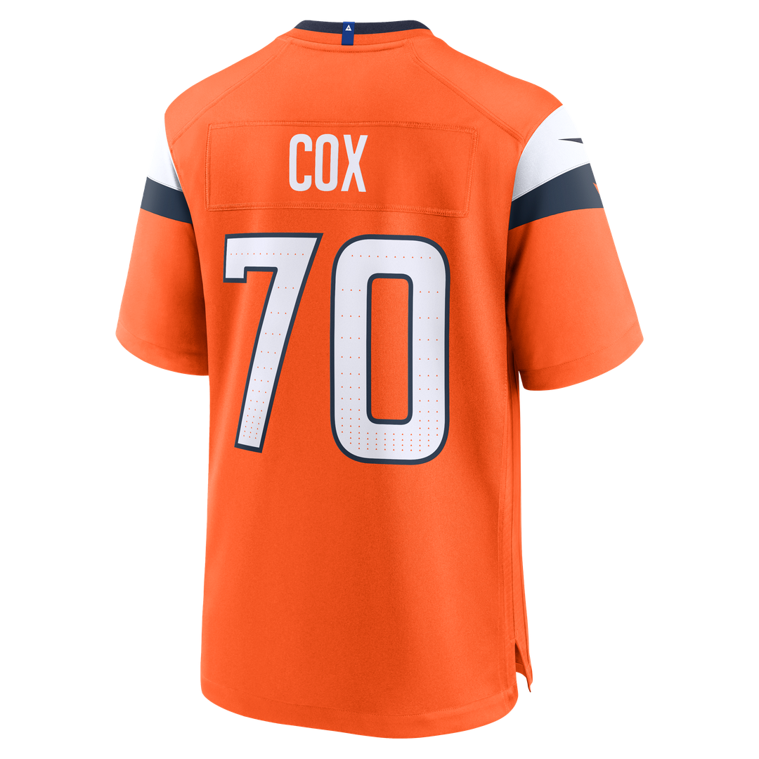 Denver Broncos Marques Cox Orange Team Game Jersey product image 3, provided for visual reference and product detail review