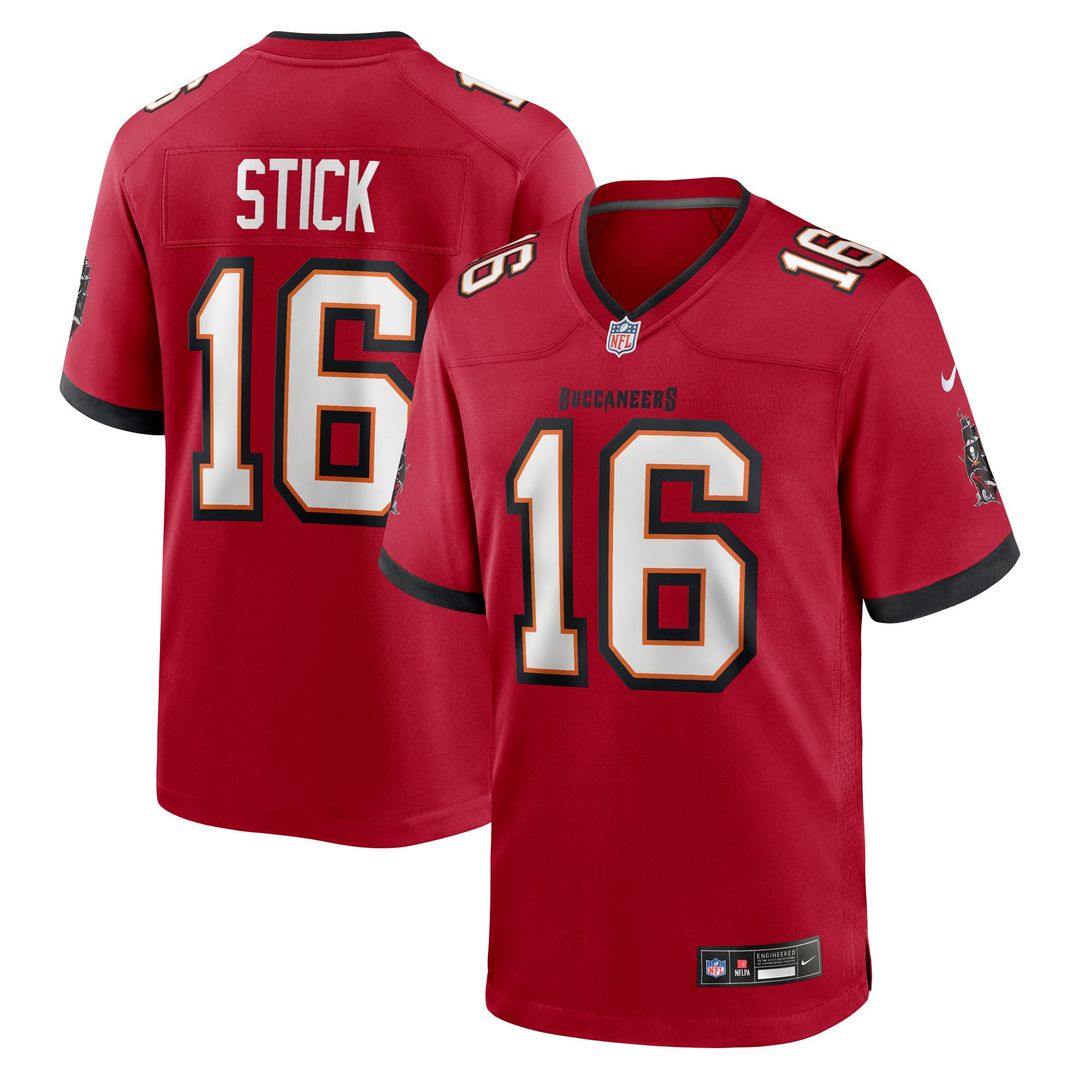 Tampa Bay Buccaneers Easton Stick Red Team Game Jersey product image 1, provided for visual reference and product detail
