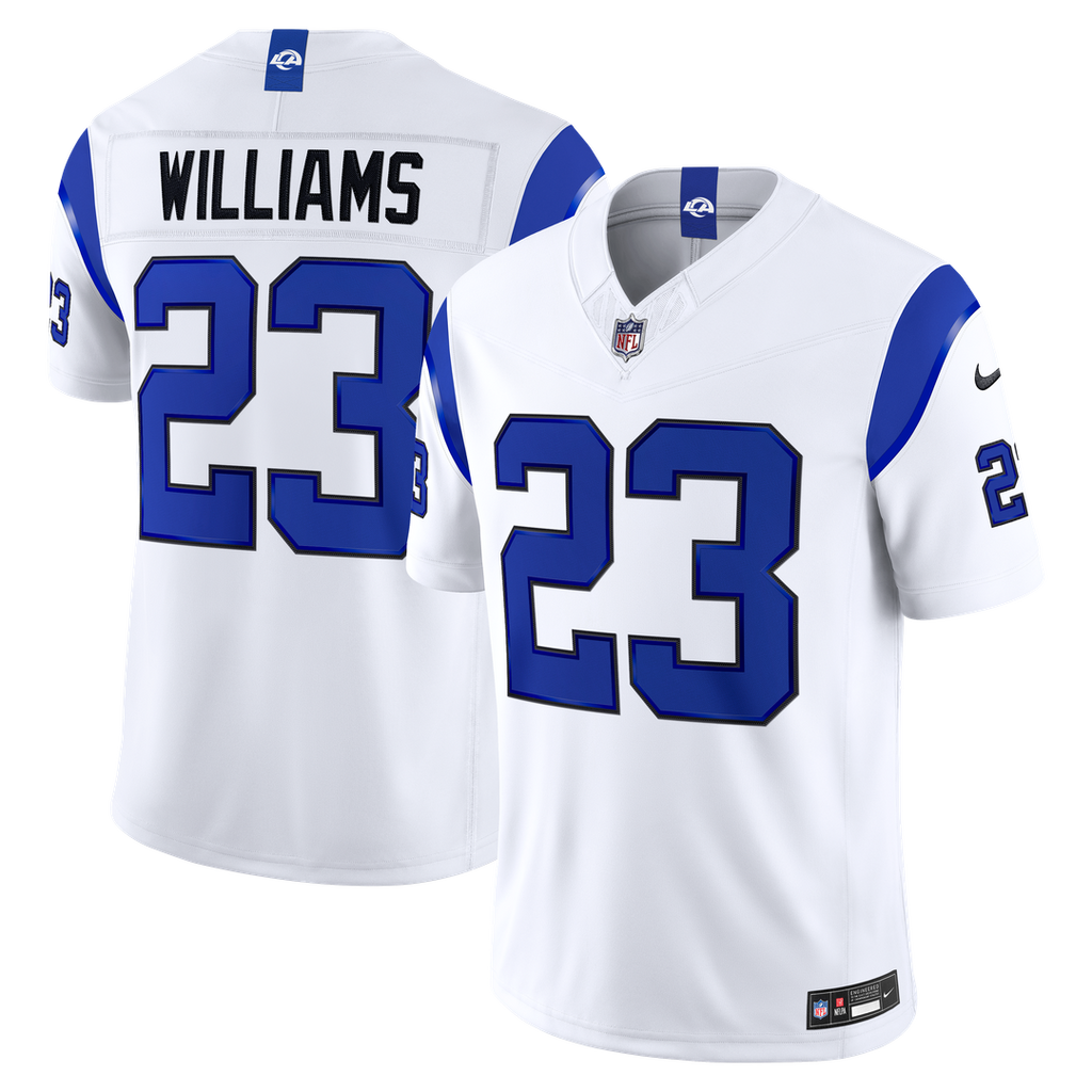 Los Angeles Rams Kyren Williams Fearsome White Vapor F.U.S.E. Stitched Limited Jersey product image 1, provided for visual