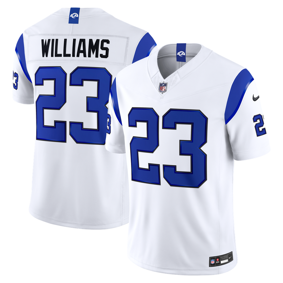 Los Angeles Rams Kyren Williams Fearsome White Vapor F.U.S.E. Stitched Limited Jersey product image 1, provided for visual