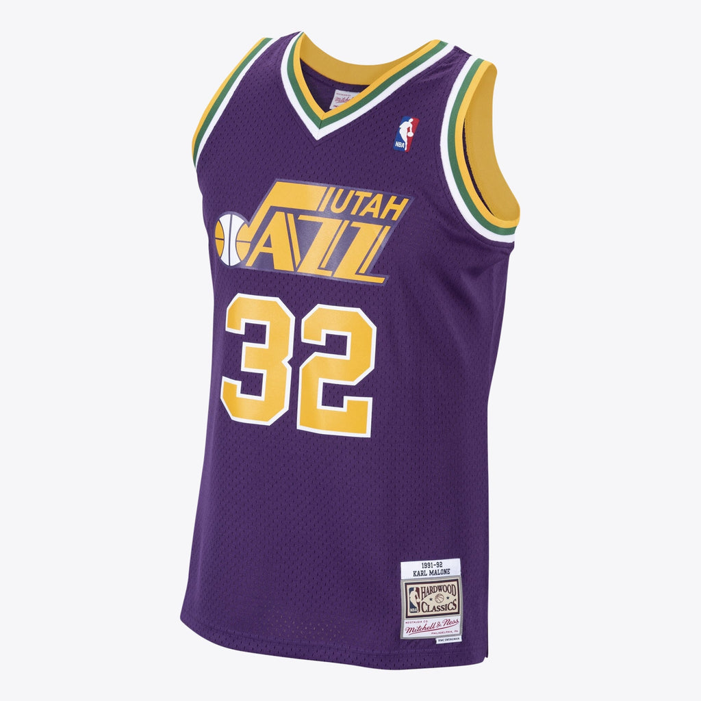 Karl Malone Utah Jazz 1991 Hardwood Classics Swingman Road Jersey - Purple - Mens product image 2, provided for visual